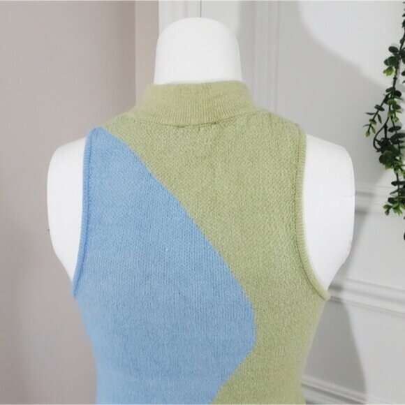 ROOM SERVICE- Rare Colour Block Knit Mock Neck Dress- Mod - Picture 4 of 8